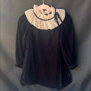 Janie and Jack Black Velvet Dress with Cream Collar